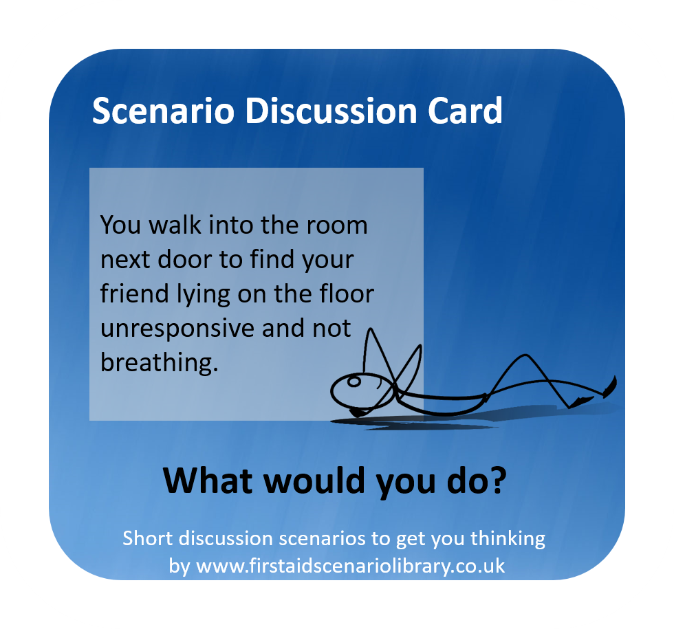 Unresponsive and not breathing first aid scenario card